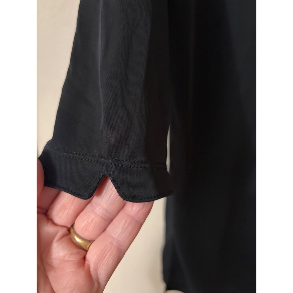 INC International Concepts Black V-Neck Tunic Top XL Ring Detail 3/4 Sleeve - Picture 4 of 10